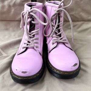 Girls Pink Lace-Up Boots